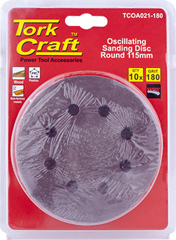 Tork Craft Oscilating Sandpaper A/O 115Mm 10Pc  Round 180Grit freeshipping - Africa Tool Distributors