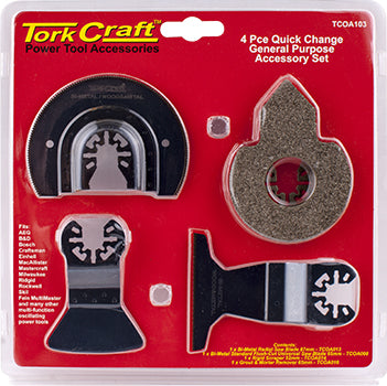 Tork Craft Quick Change Oscillating General Purpose Accessory Kit 4 Pcs