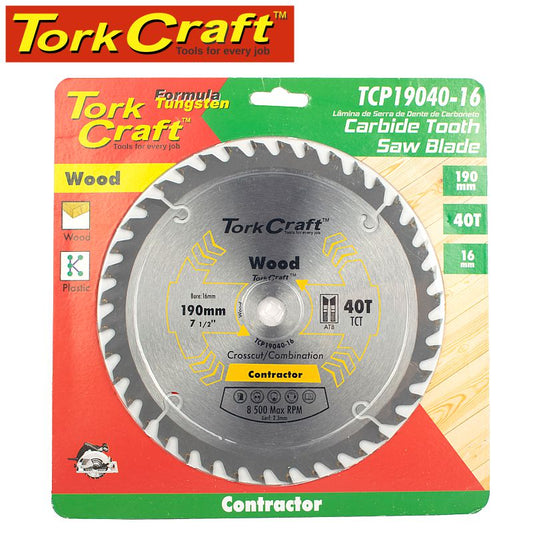 Tork craft BLADE CONTRACTOR 190 X 40T 16MM CIRCULAR SAW TCT