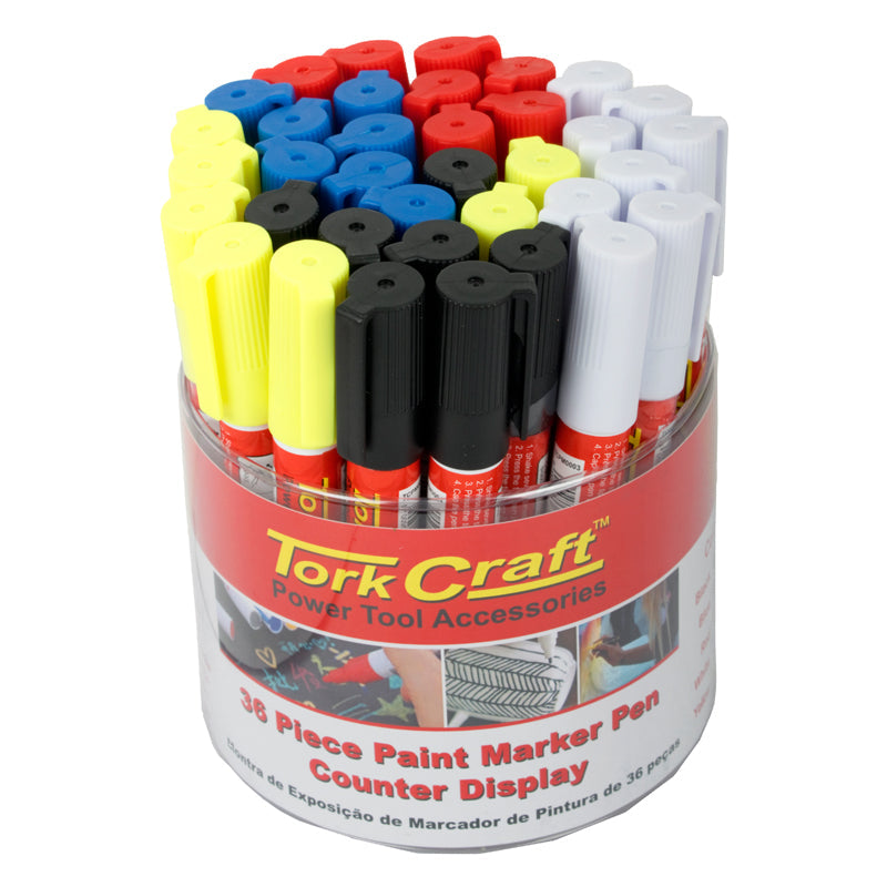 Tork Craft Paint Marker Pen 36Pc Bulk Tub Red/Yel/White/Black/Blue freeshipping - Africa Tool Distributors