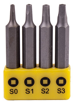 Tork Craft SCREWDRIVER BIT SET SQUARE RECESS 4PCE 50MM SQ0.1.2.3