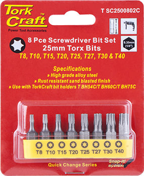 S/Driver Bit Set 8Pce Torx T8-T40 freeshipping - Africa Tool Distributors